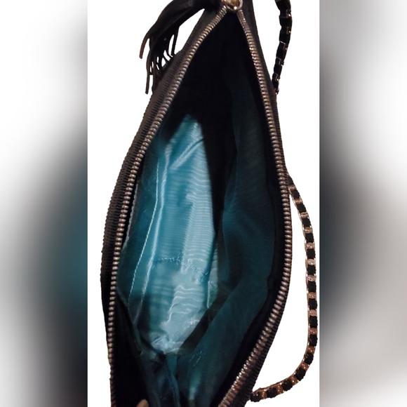 Salvatore Ferragamo Black Tiered Grosgrain Chain Shoulder Bag w/COA - Picture 5 of 9